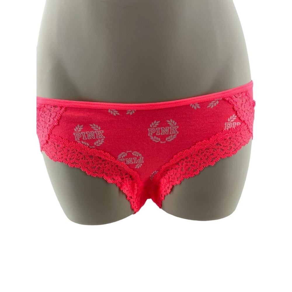Victoria's Secret PINK Neon Pink All Over Logo Print Low Rise Hipster Small